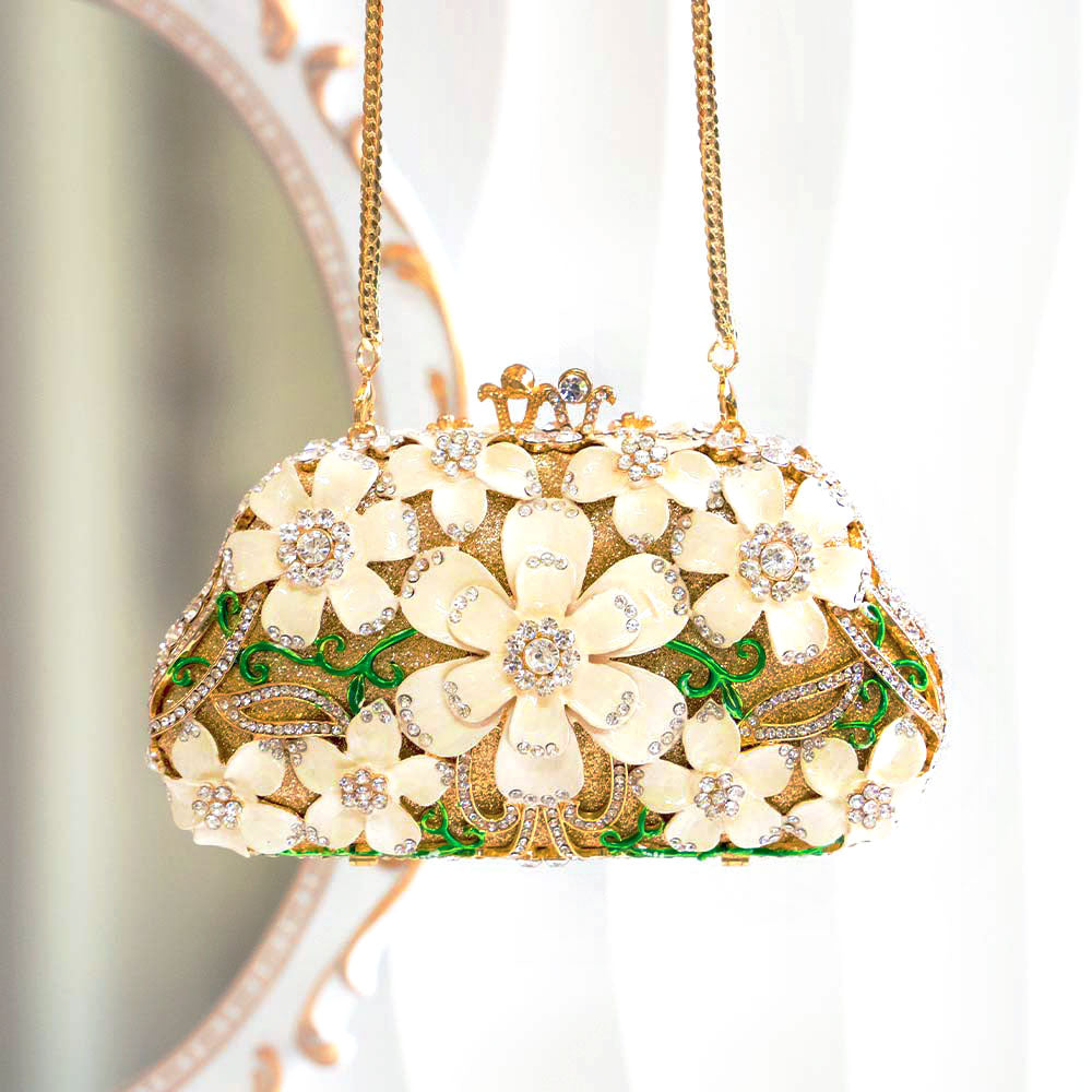 Vinca Blossom Crystal Clutch Bag