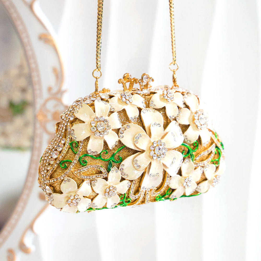 Vinca Blossom Crystal Clutch Bag
