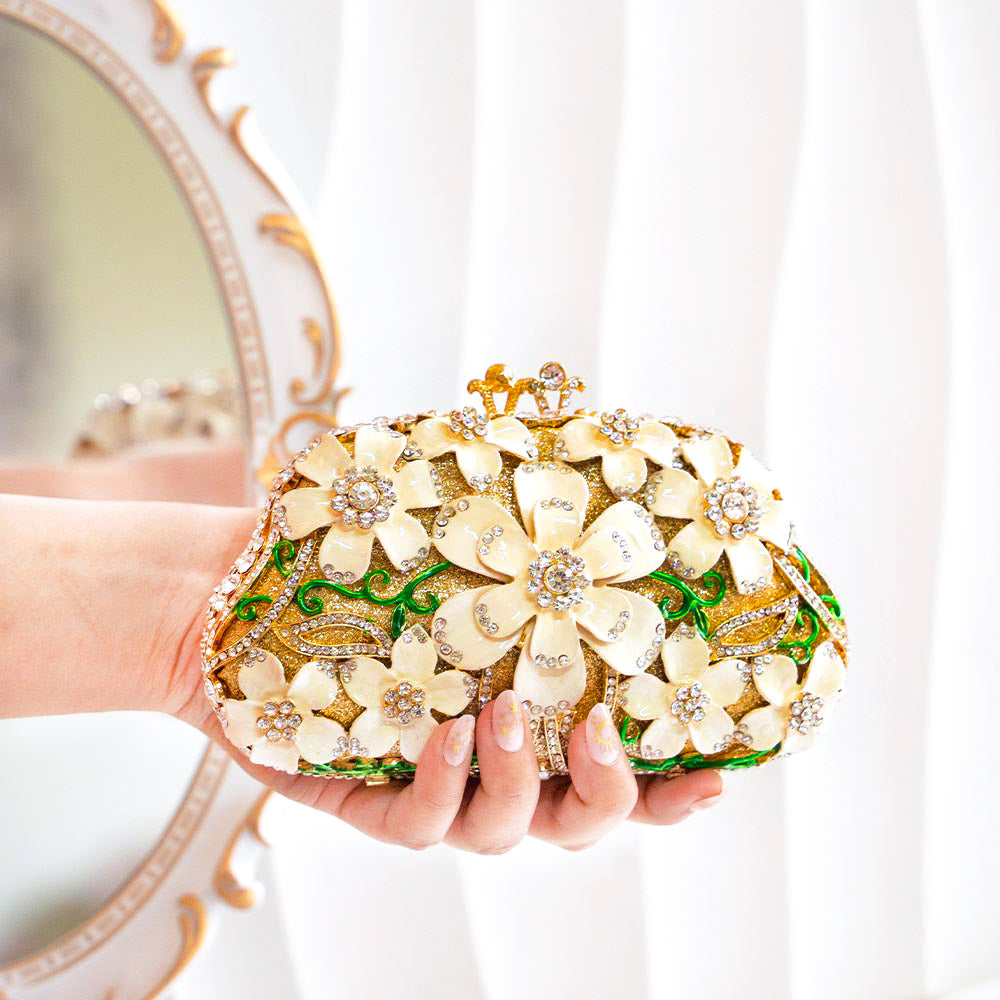 Vinca Blossom Crystal Clutch Bag