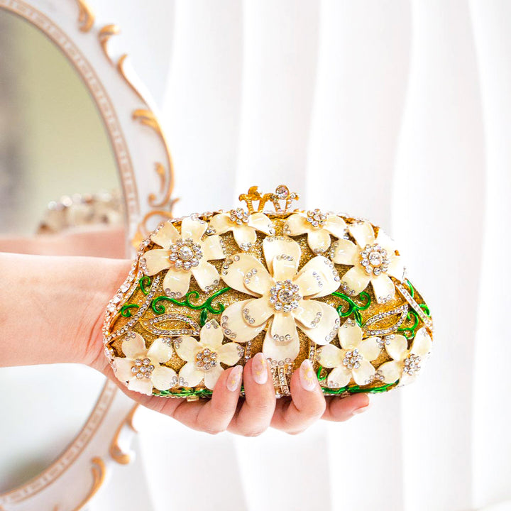 Vinca Blossom Crystal Clutch Bag
