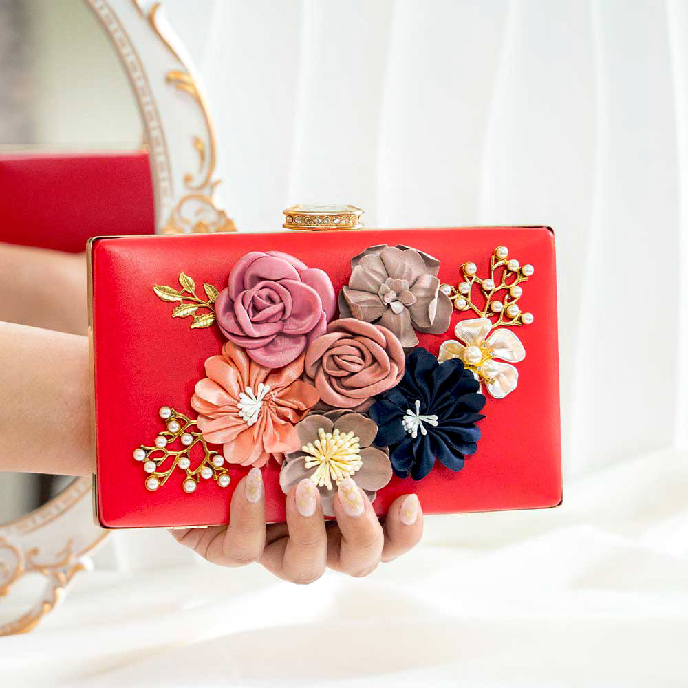 Floral Jewel Clutch Bag