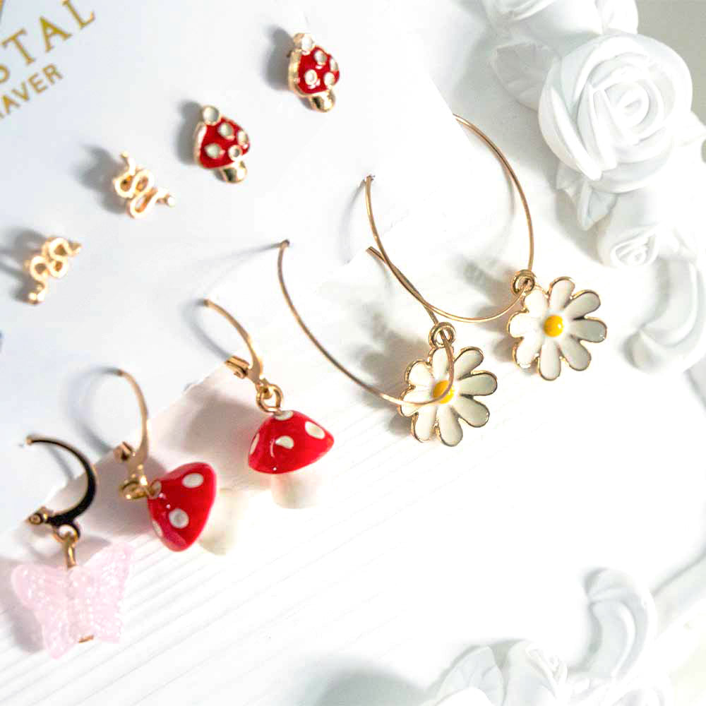 Daisy Charm Earring Set Of 6