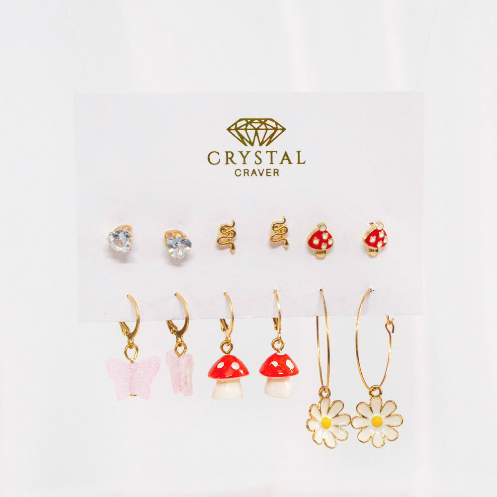 Daisy Charm Earring Set Of 6