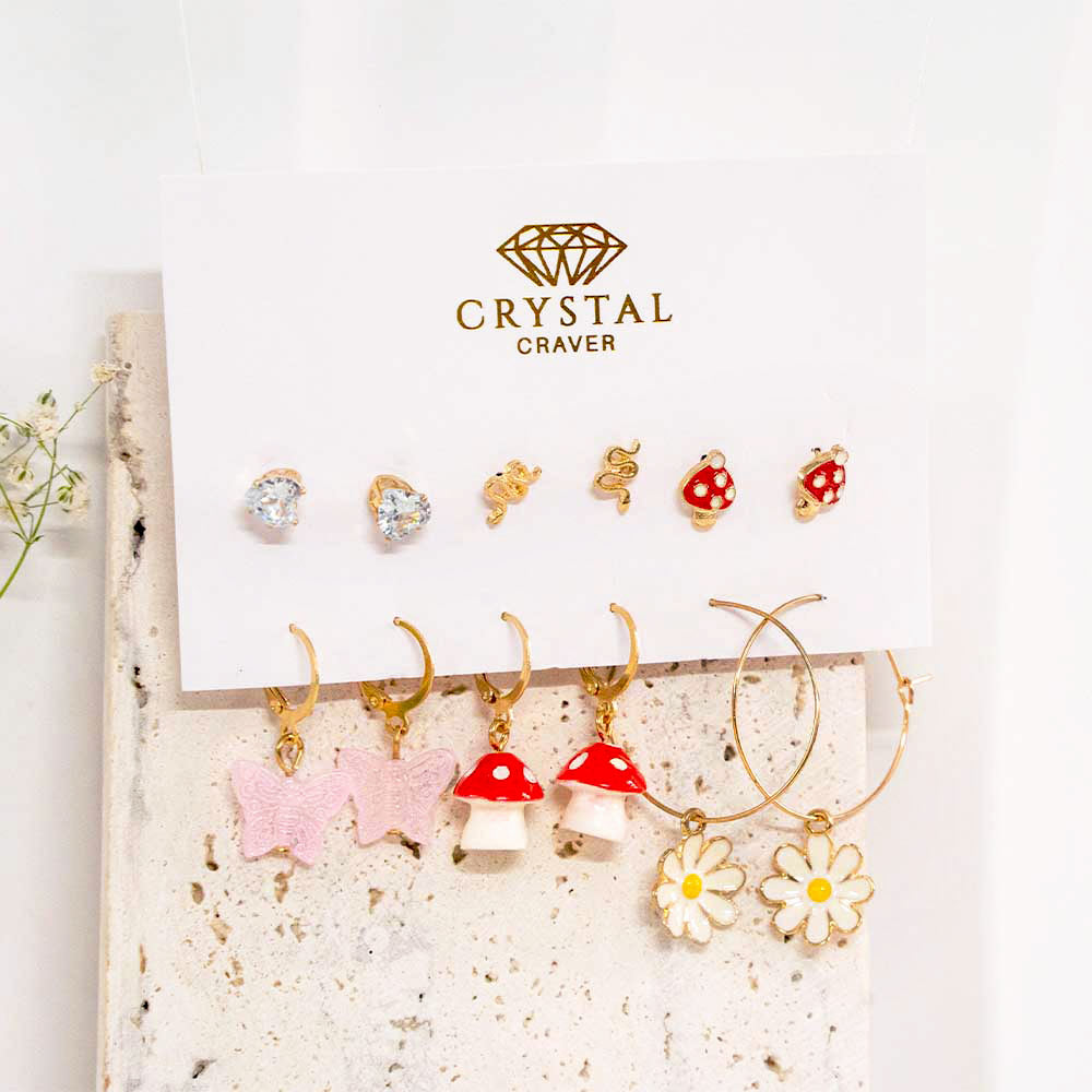 Daisy Charm Earring Set Of 6