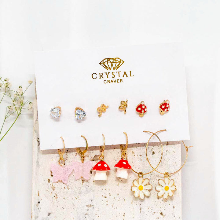 Daisy Charm Earring Set Of 6