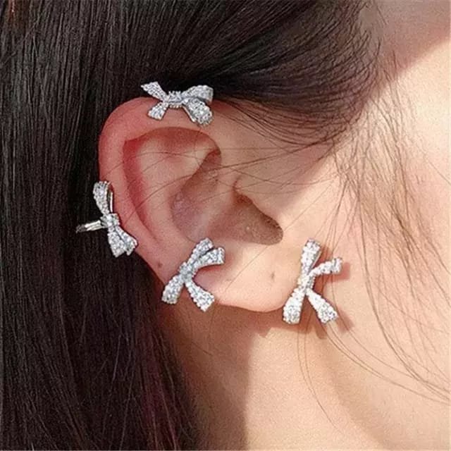 BowKnot Silver Zircon Earcuff