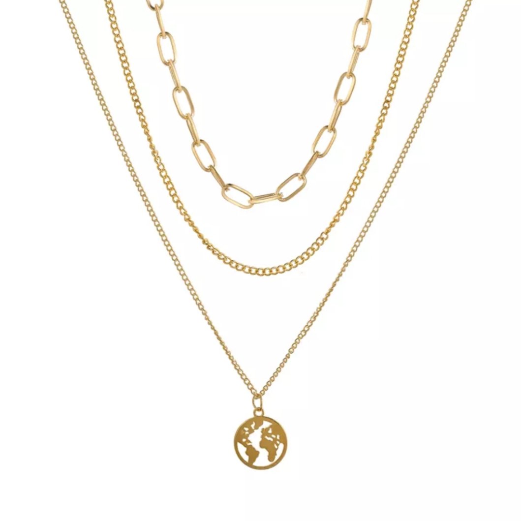 Minimalistic Gold Plated 3 Layer Necklace