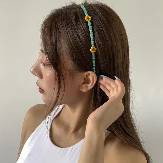 Y2K Floral Beaded Hair Band