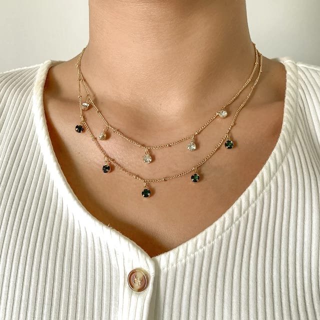 Diamond Droplets Dainty Necklace