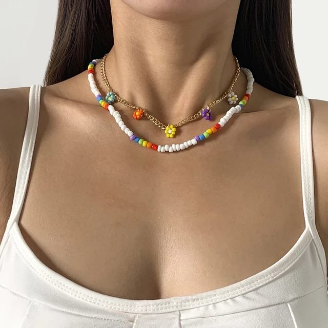 Colorful Beaded Layered Necklace