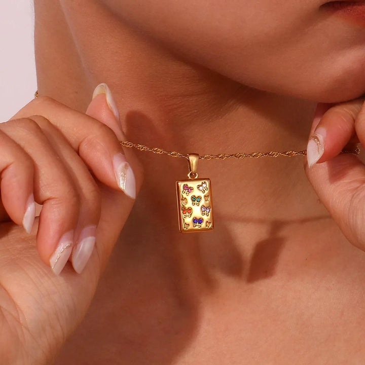 Colorful Butterfly Stainless Steel Necklace
