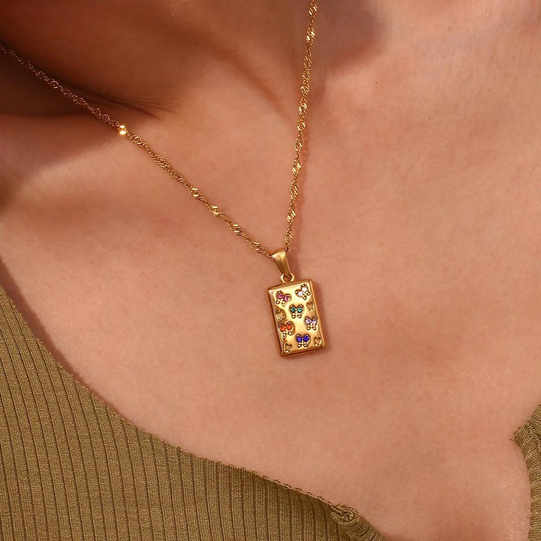 Colorful Butterfly Stainless Steel Necklace