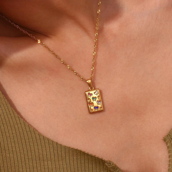 Colorful Butterfly Stainless Steel Necklace