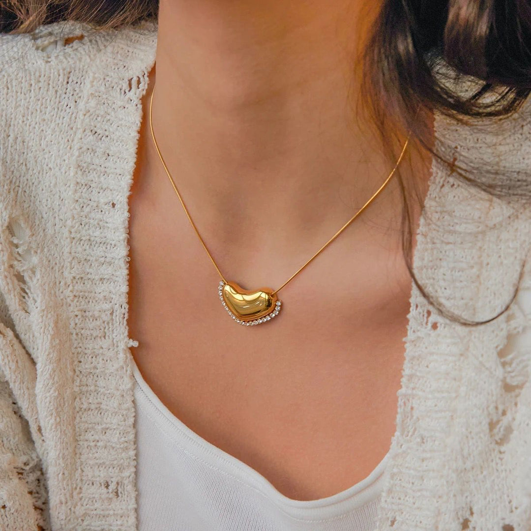 Delicate Heart CZ Stainless Steel Necklace