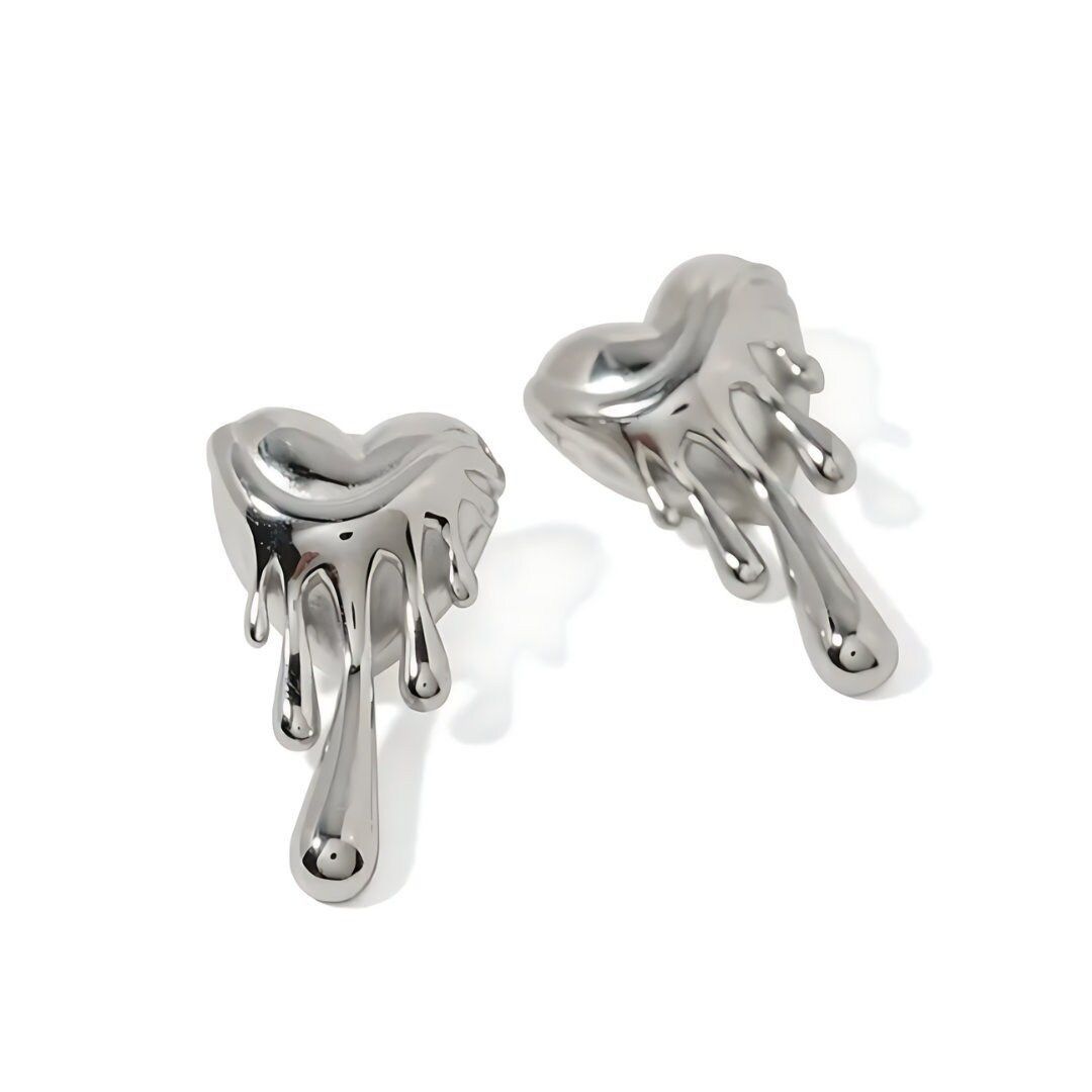 Silver Melting Heart Stainless Steel Earring