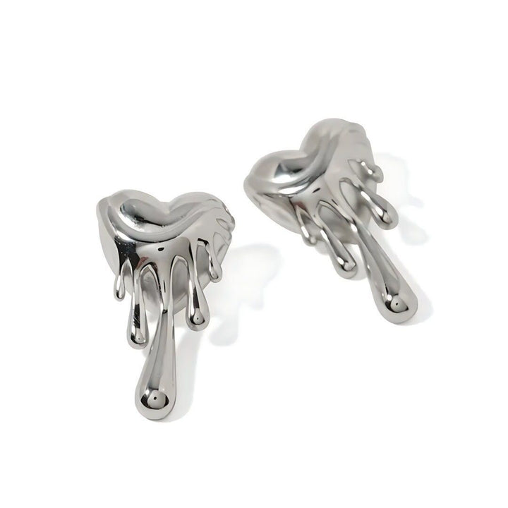 Silver Melting Heart Stainless Steel Earring