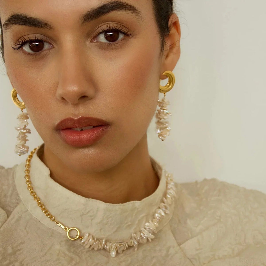 Shell Crescent Necklace & Earring Combo