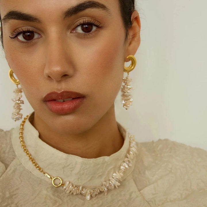 Shell Crescent Necklace & Earring Combo