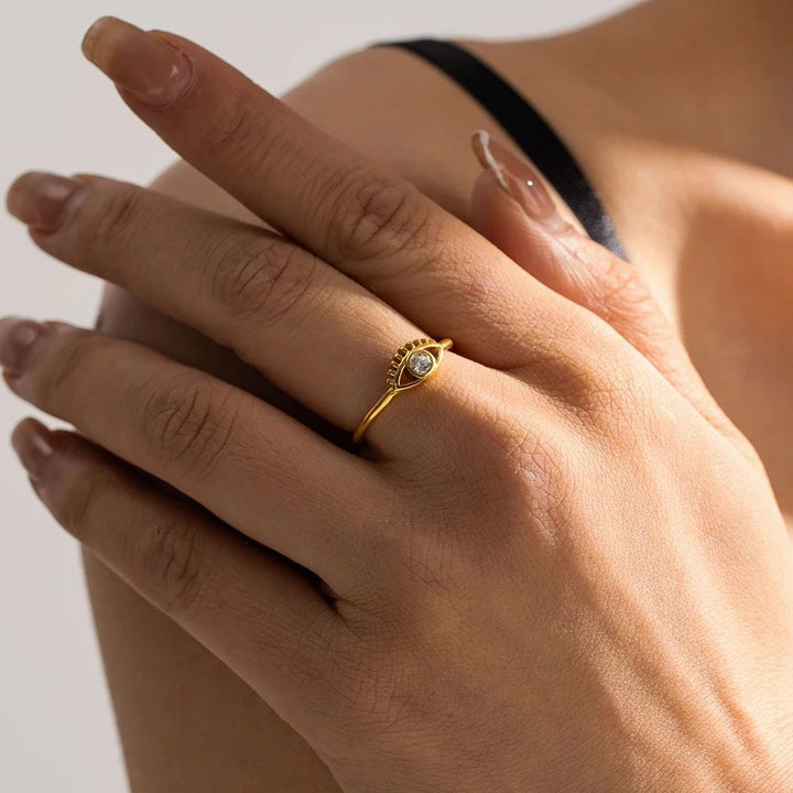 Zircon Evil Eye Stainless Steel Ring