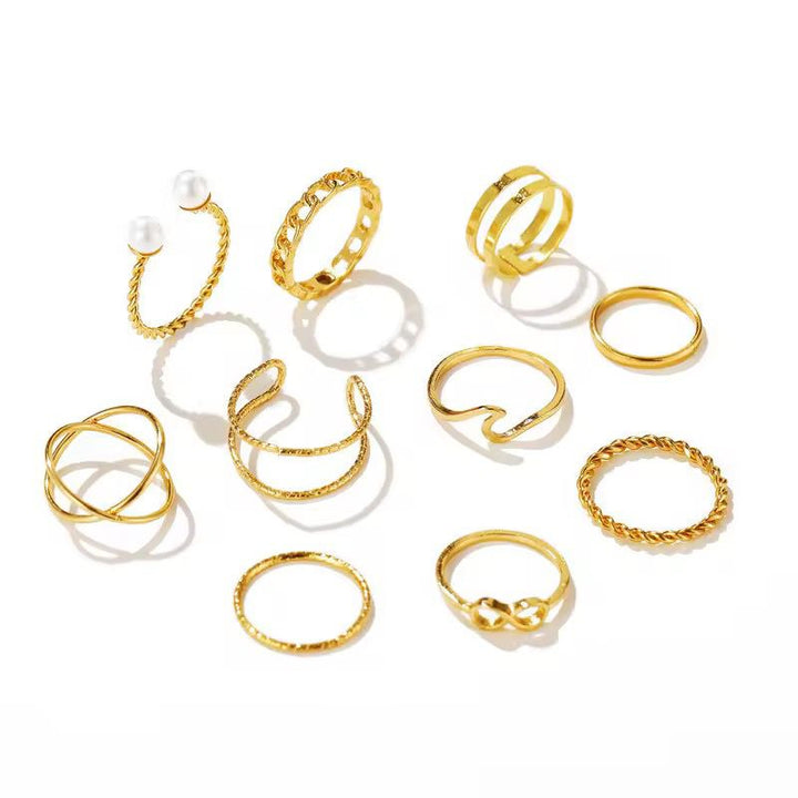 Girls Crew Gold Rings Set of 10