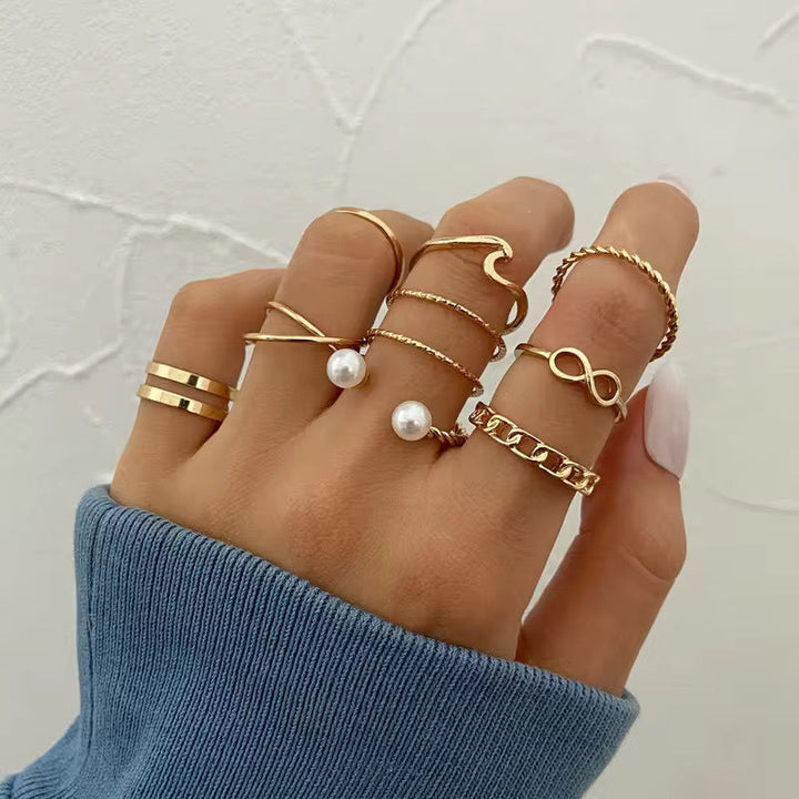 Girls Crew Gold Rings Set of 10
