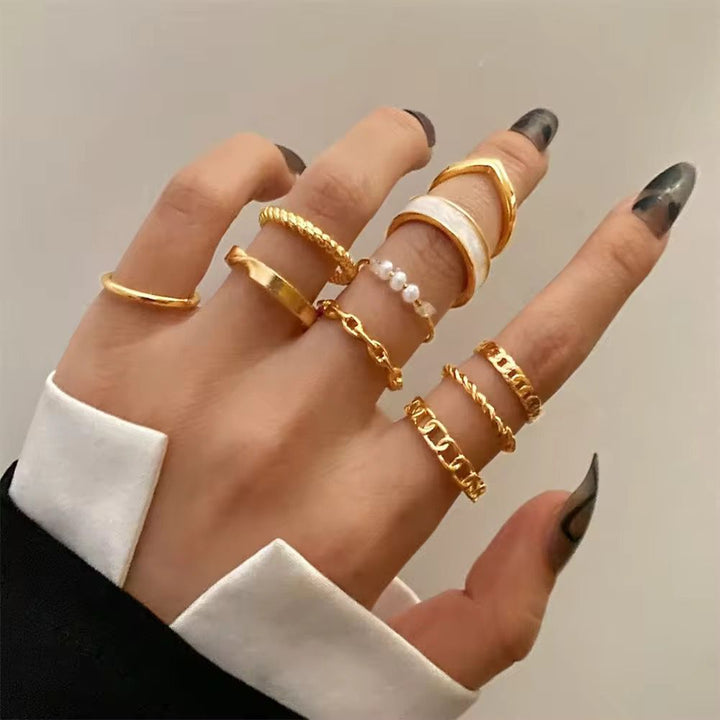 Chic Gold Rings Set Of 10