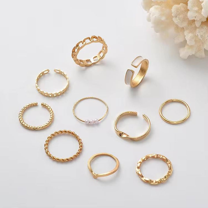 Chic Gold Rings Set Of 10