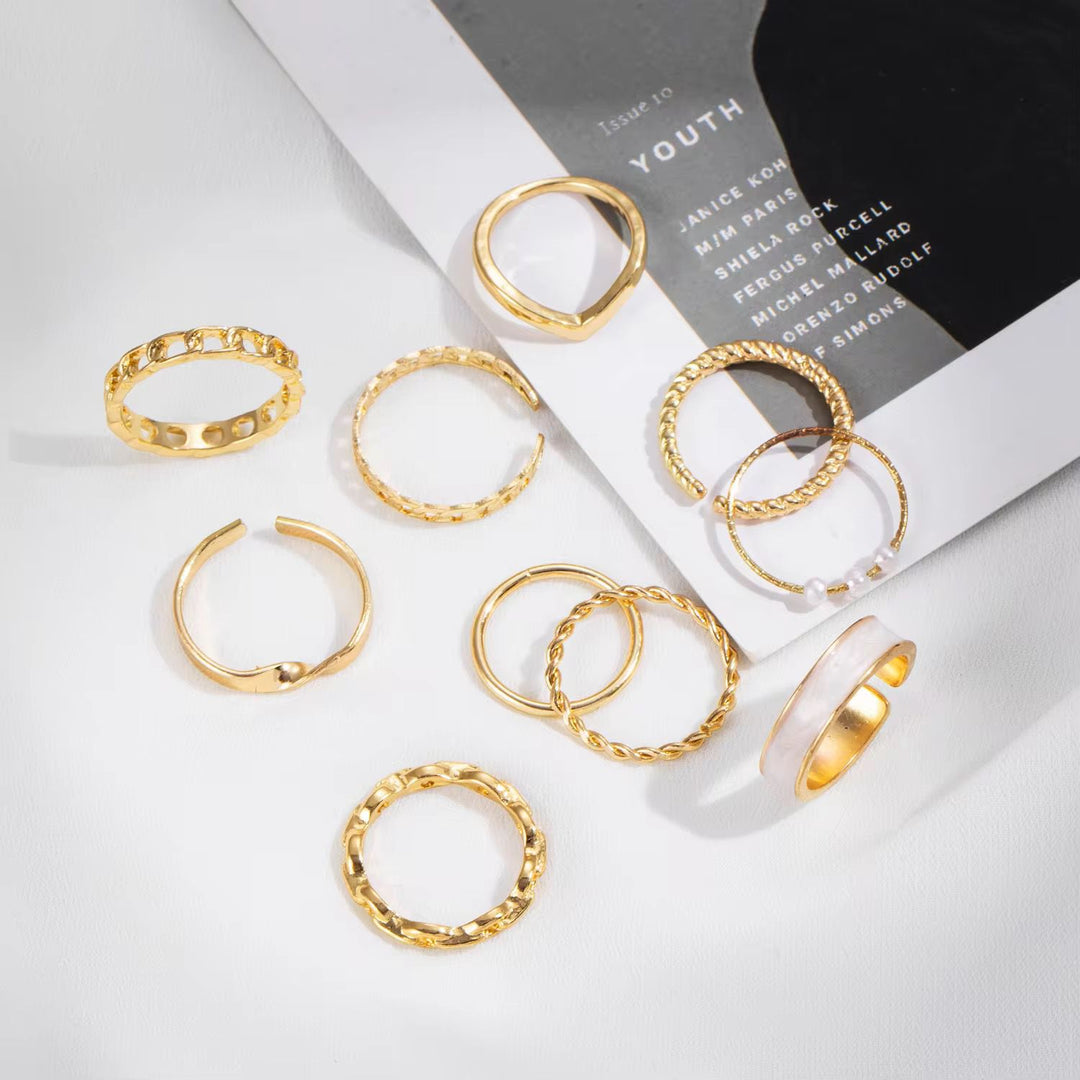 Chic Gold Rings Set Of 10