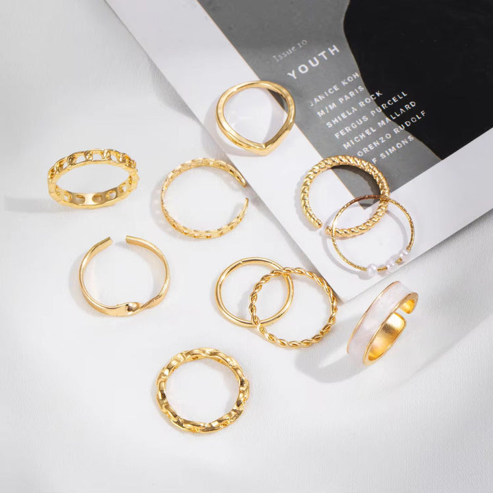 Chic Gold Rings Set Of 10