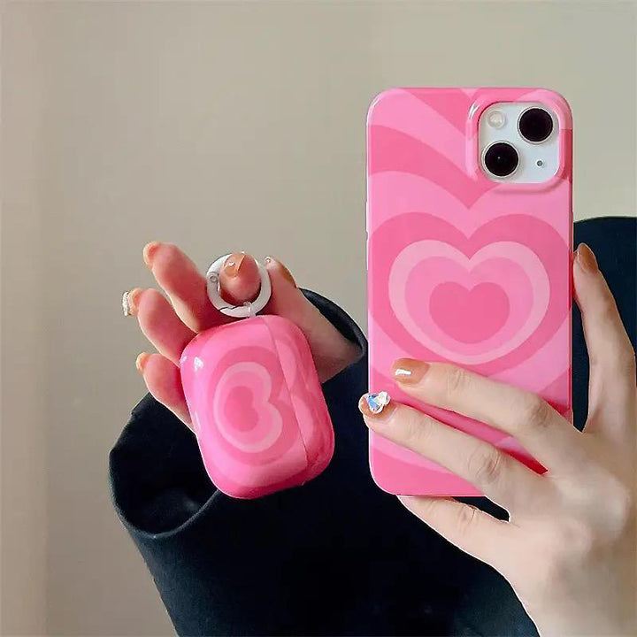 Pink Heart Airpod Case Cover