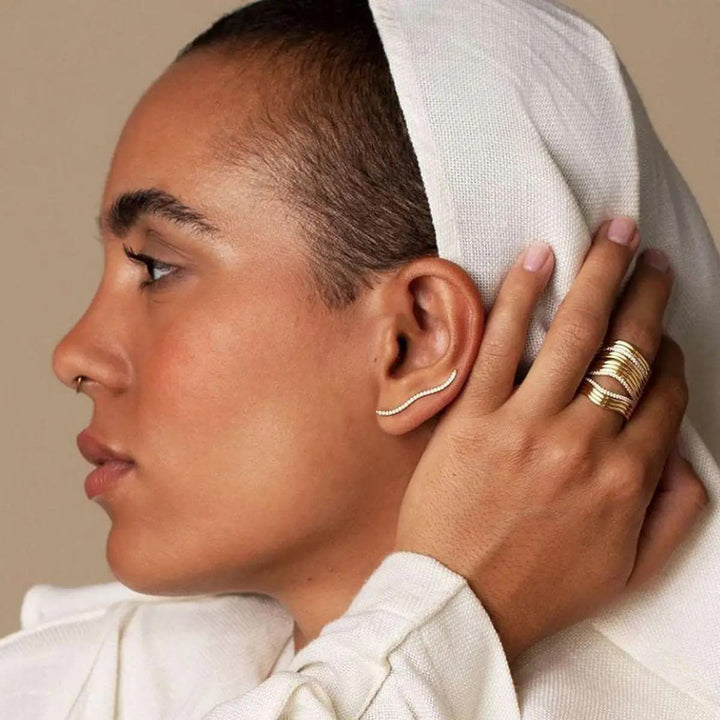 Wavy Studs Stainless Steel Earrings