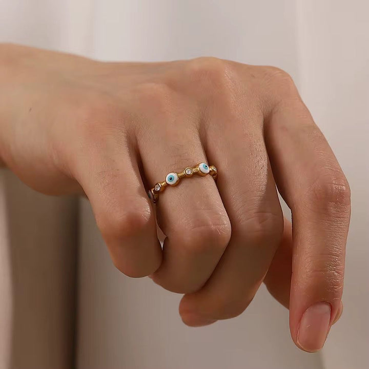 Dainty Evil Eye Stainless Steel Rings