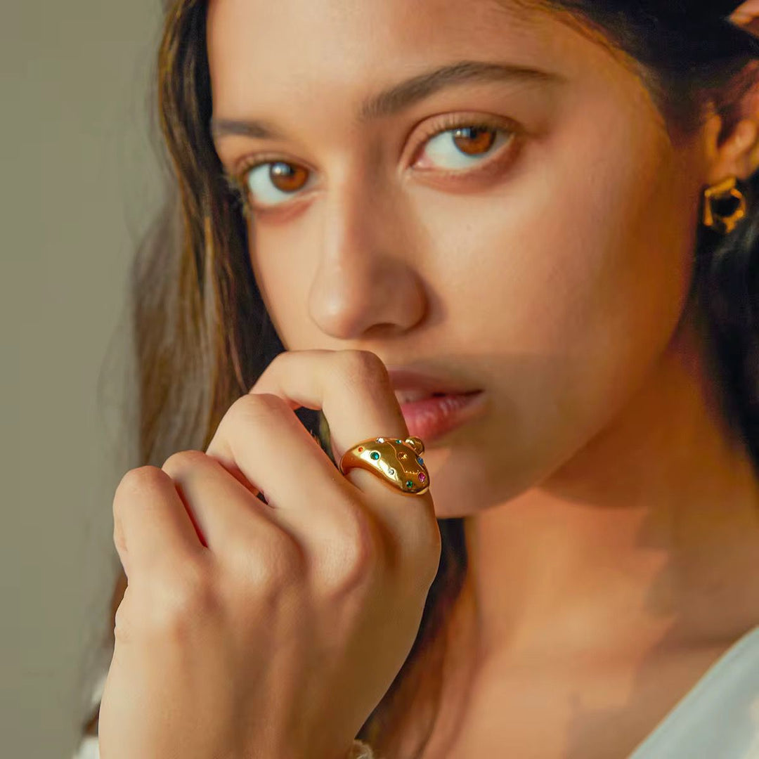 Tear Drop Zircon Stainless Steel Rings