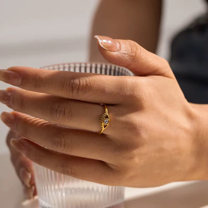 Zircon Evil Eye Stainless Steel Ring