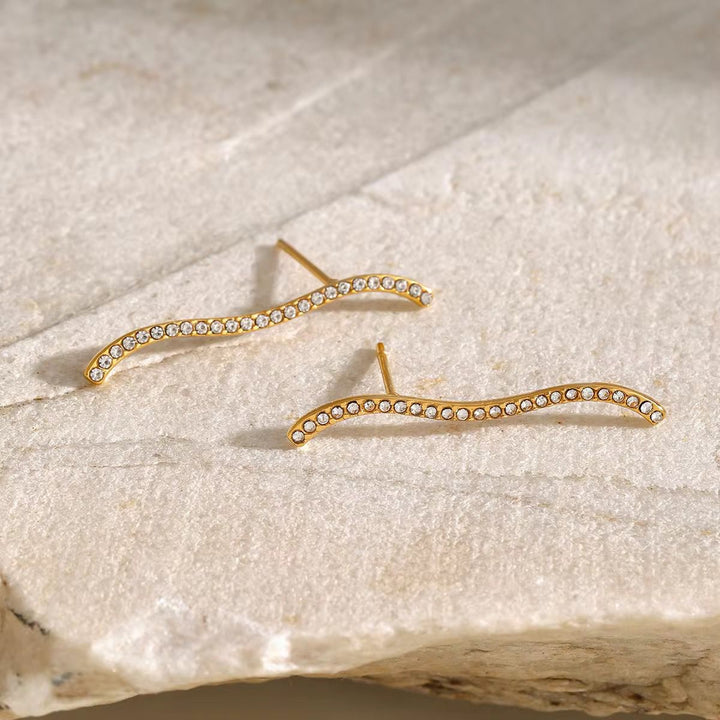 Wavy Studs Stainless Steel Earrings