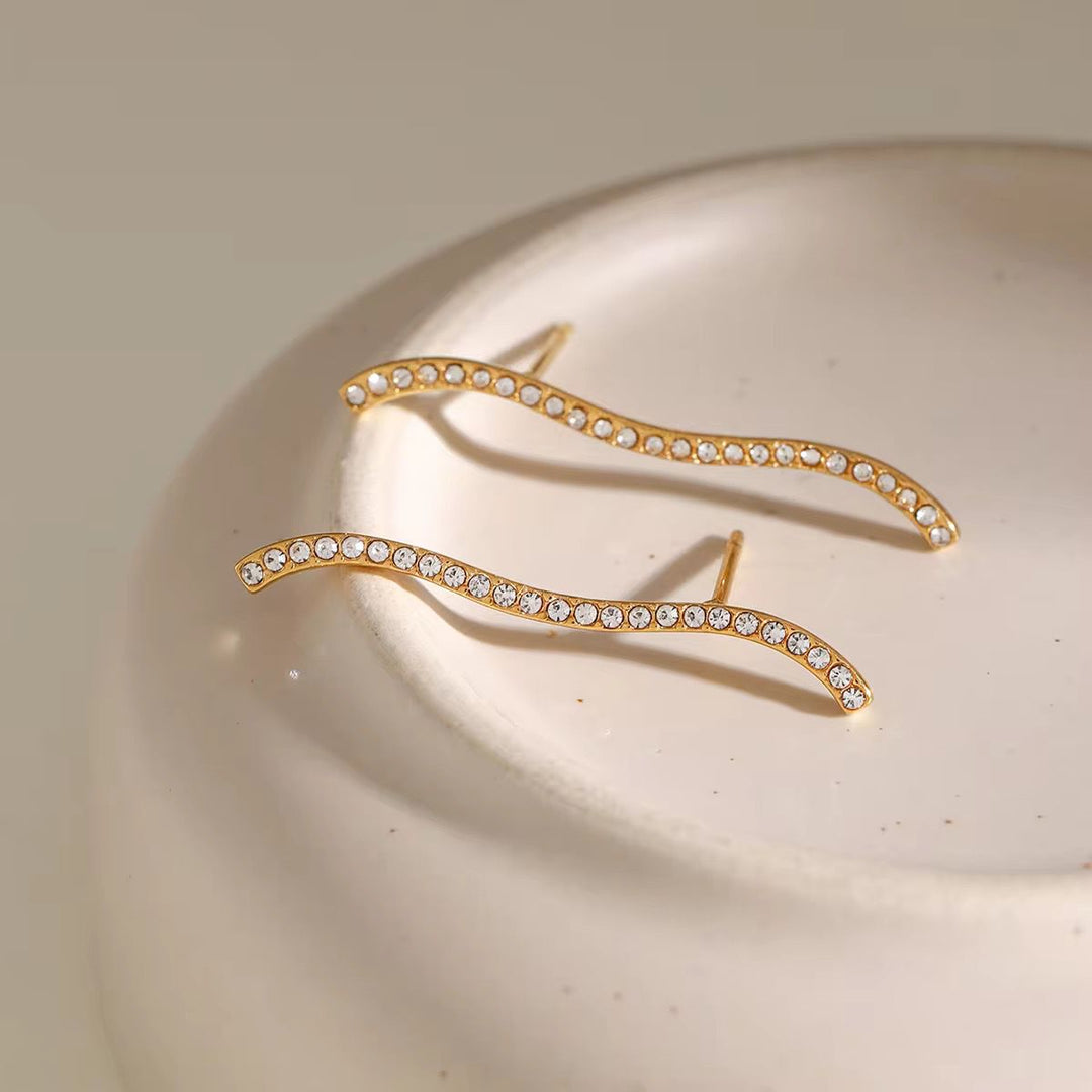 Wavy Studs Stainless Steel Earrings