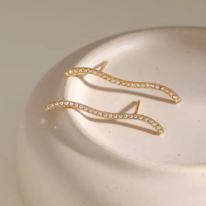 Wavy Studs Stainless Steel Earrings