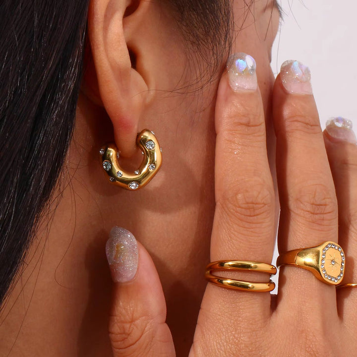 Zircon Hoops Stainless Steel Earring