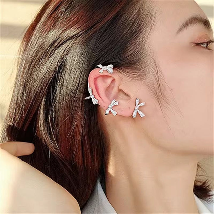 BowKnot Silver Zircon Earcuff