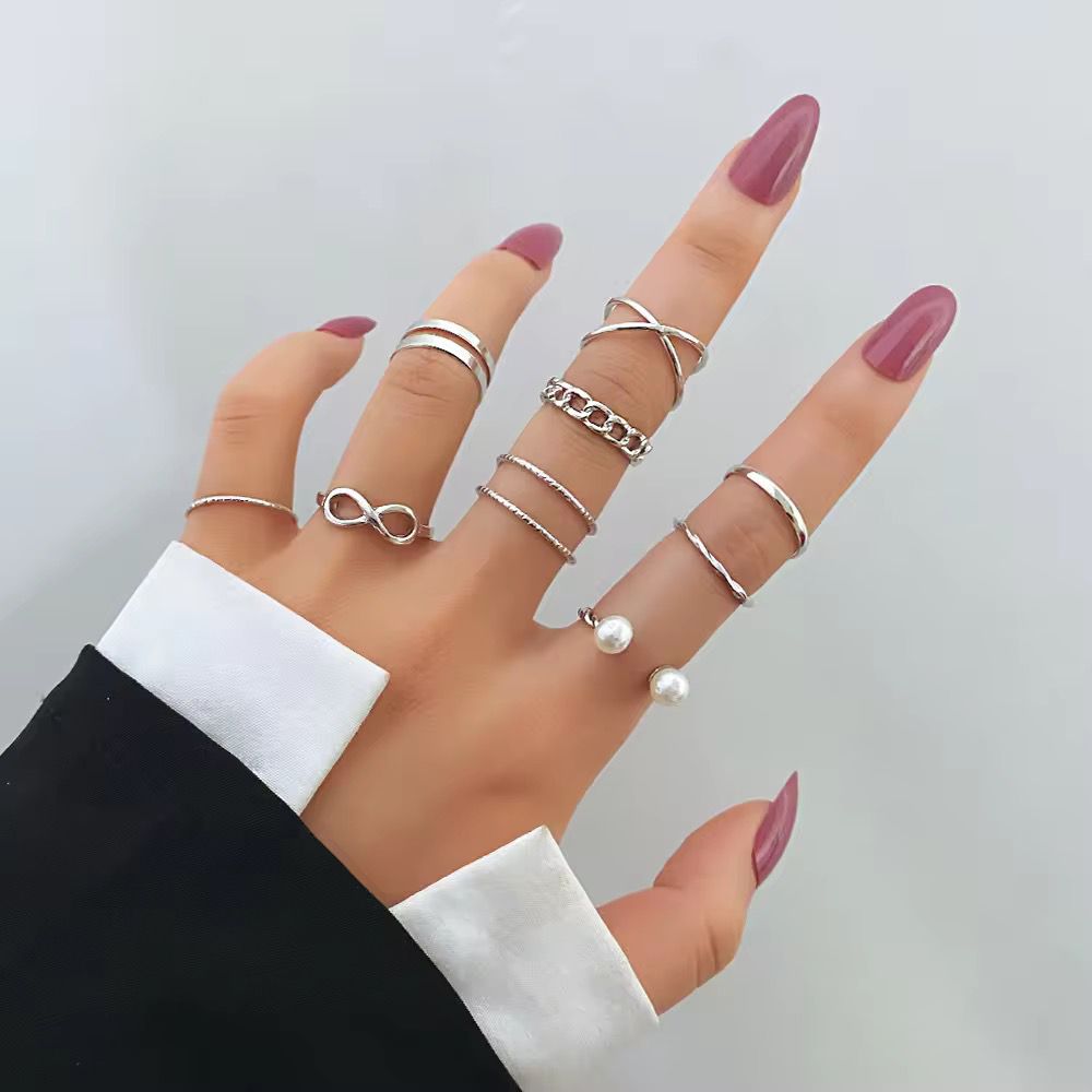 Sleek Pearl Gold Plated Rings Set