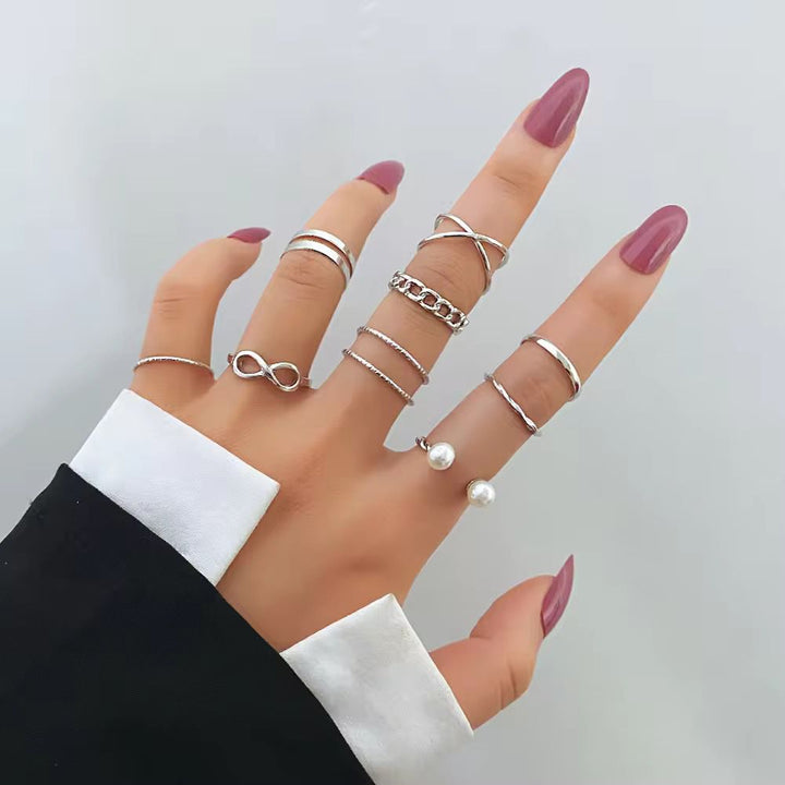 Sleek Pearl Gold Plated Rings Set