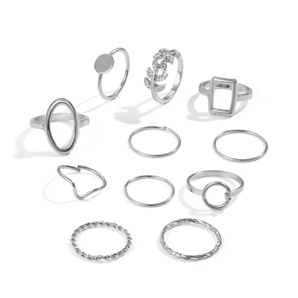 Fashion Square Rings Set Of 11