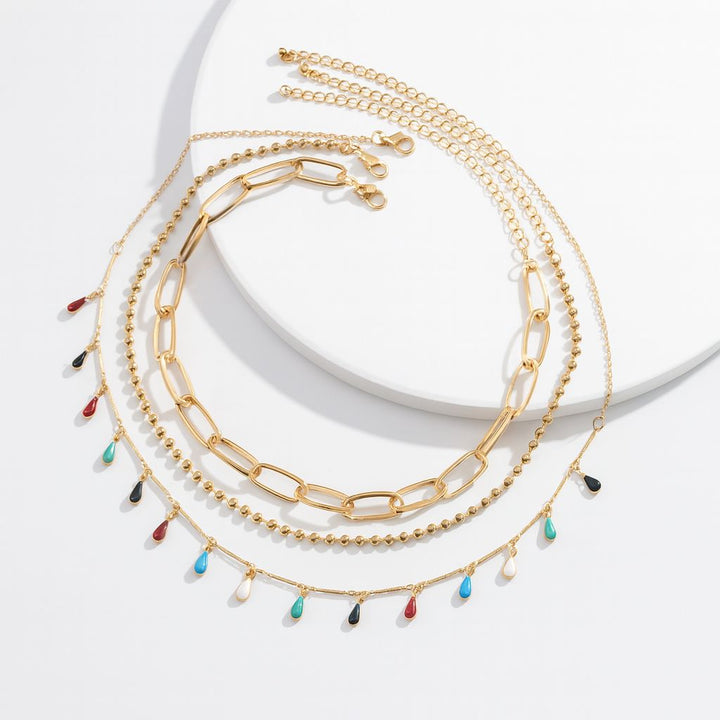 Bohemian Colorful Water Drop Necklace