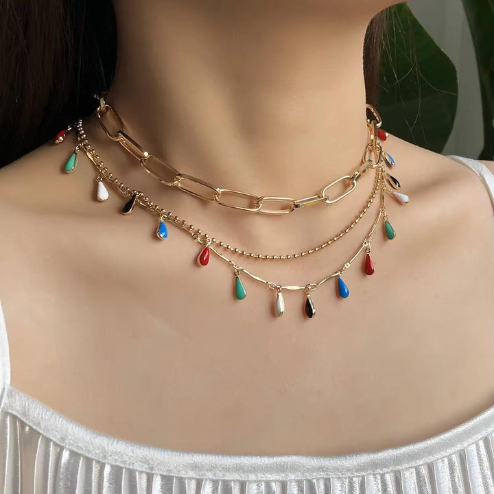 Bohemian Colorful Water Drop Necklace