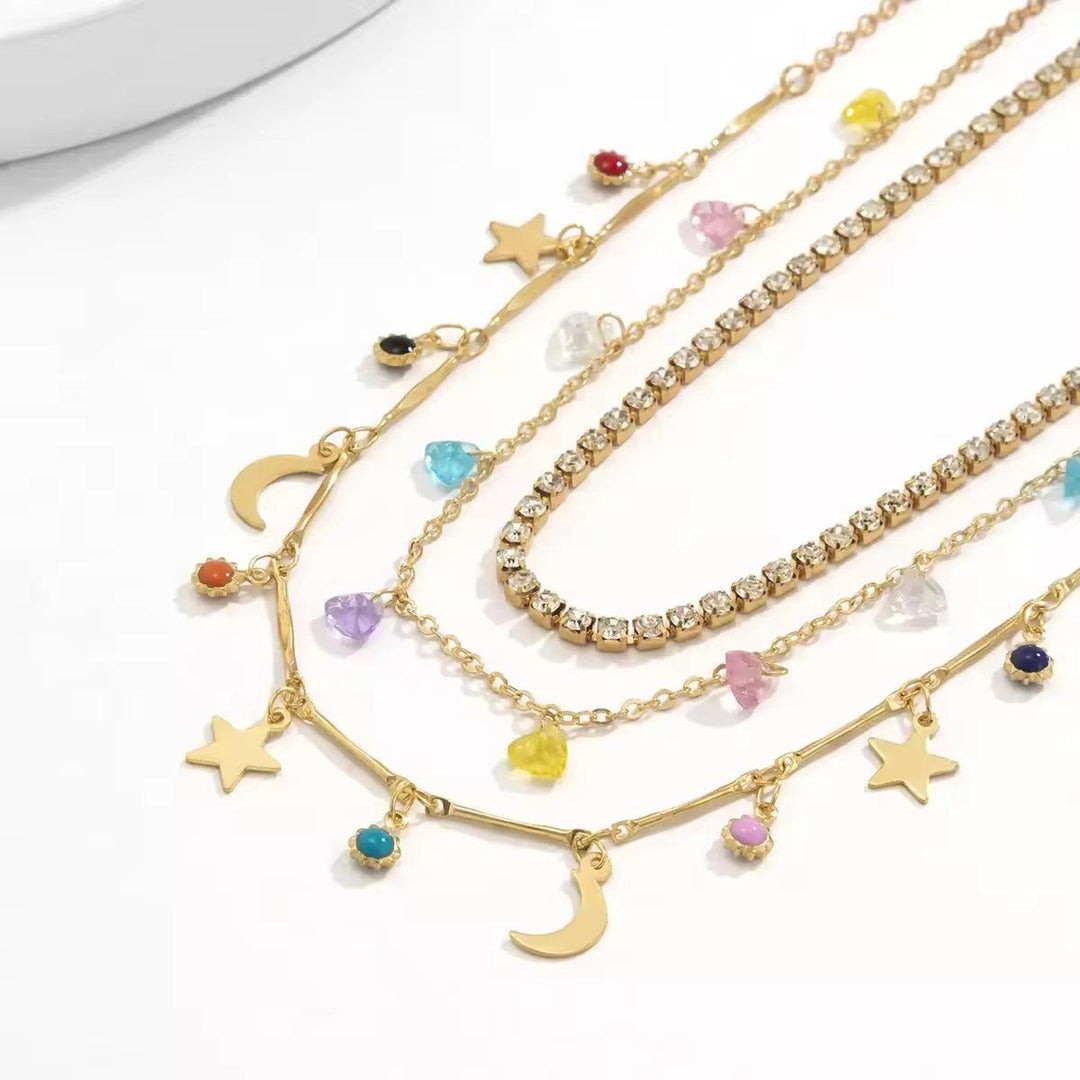 Delicate Clavicle Charm 3 Layer Necklace