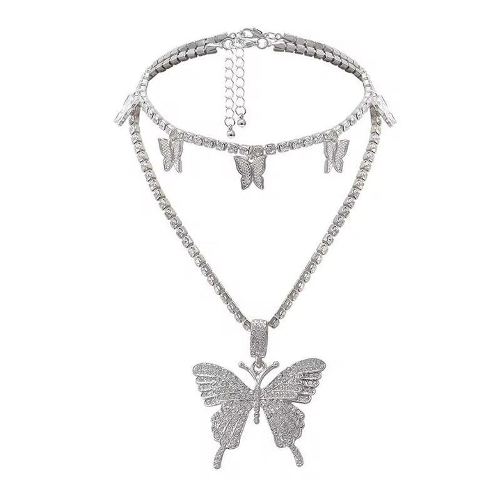 Double Layer Butterfly Choker & Necklace Combo