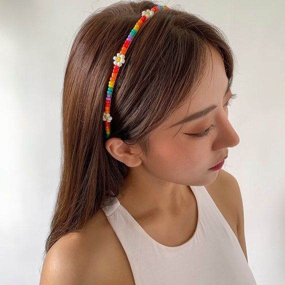 Y2K Floral Beaded Hair Band