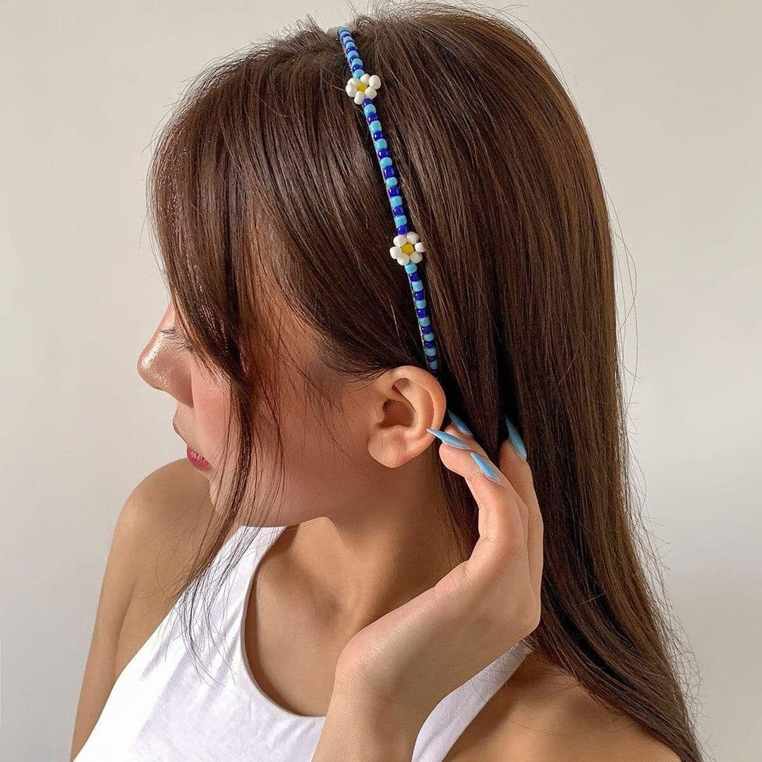 Y2K Floral Beaded Hair Band
