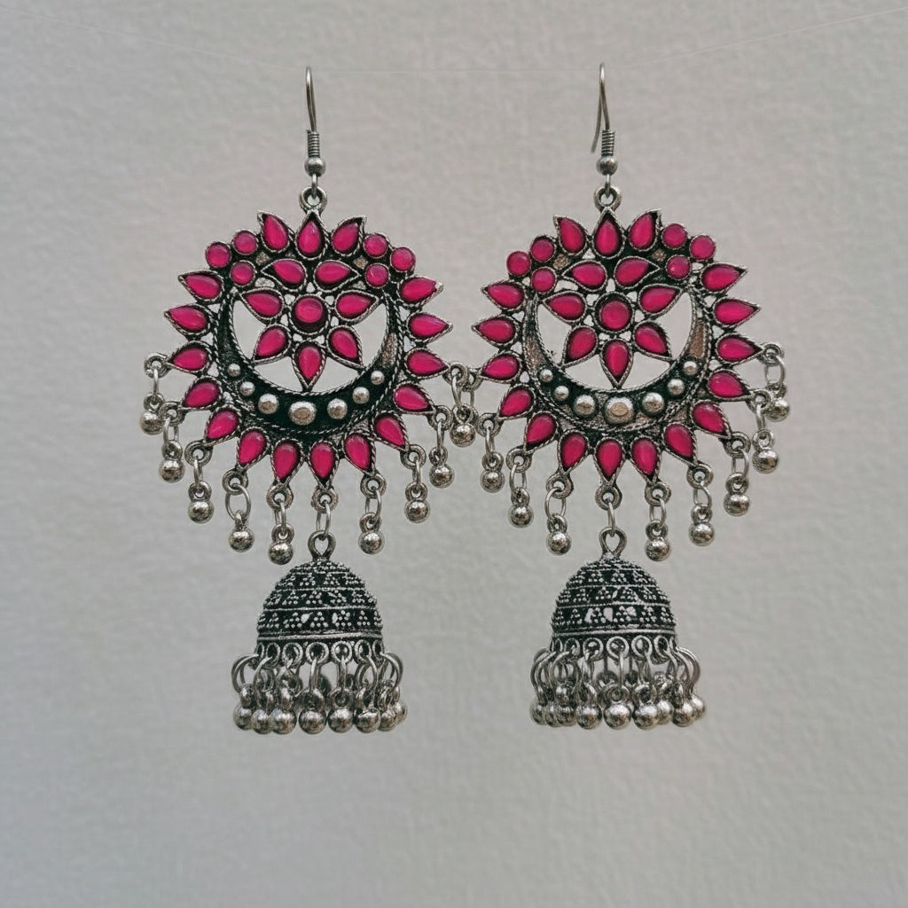 Colorful Oxidised Drop Earrings