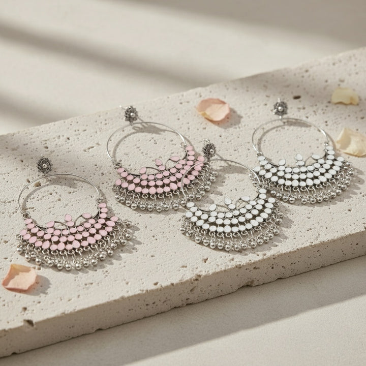 Oxidised Circular Pastel Bead Earring